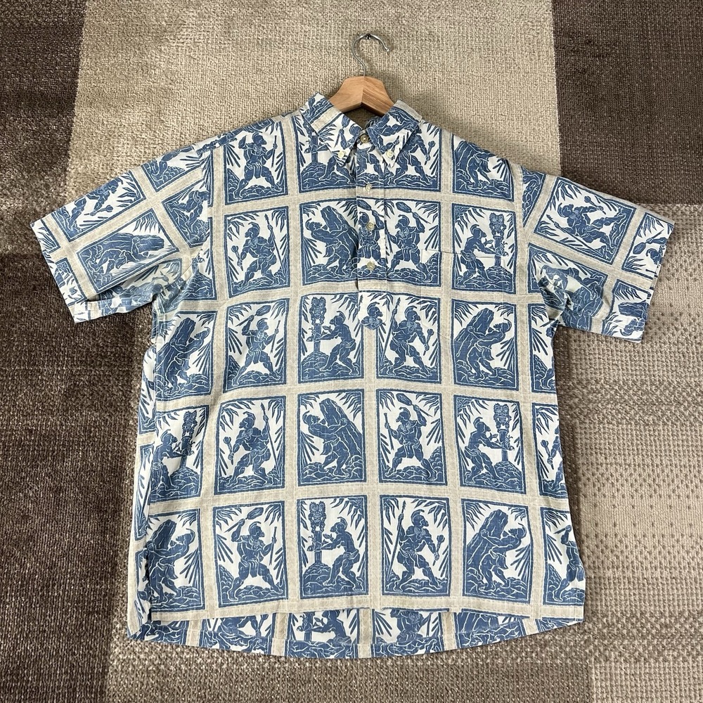Reyn Spooner Dietrich Varez Kamehameha Naha Stone Hawaiian Shirt Men's Size L